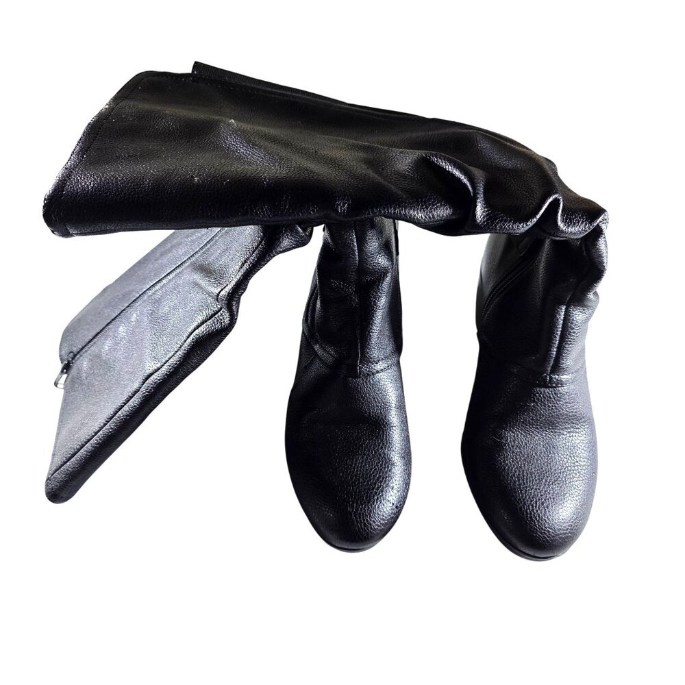 Mid-Calf Boots Size 8.5 M Baretraps Womens Black Buckle Stacked Heel zipper